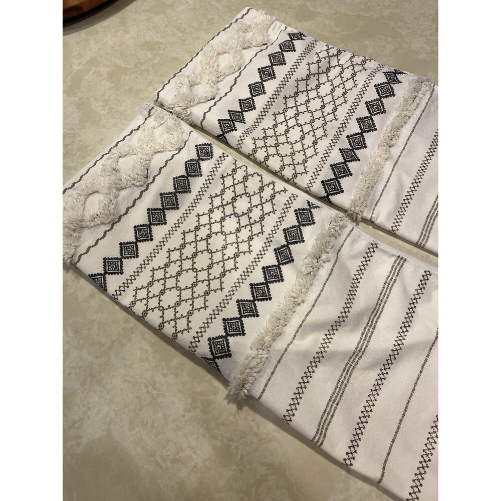 INK+IVY Imani Aztec Southwest Navajo Tribal 100% Cotton Fringe 2 Shams Std - Picture 7 of 14